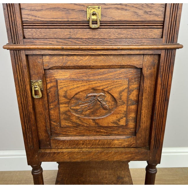 Antique French Oak Carved Nightstand For Sale - Image 6 of 15