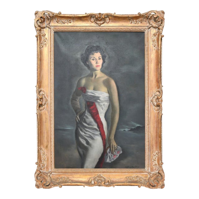 1950's Oil Portrait of Norma Carlin Kipnis by Julian Courtenay Hunt For Sale