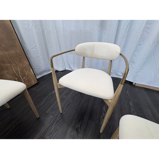 Linen Restoration Hardware Arno Fabric Dining Chairs Complete Set of 6 | 4 Side Chairs & 2 Armchairs For Sale - Image 8 of 18