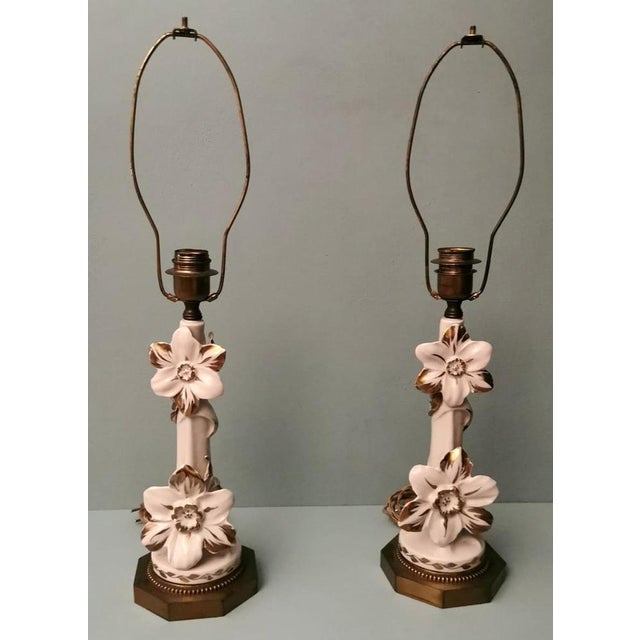 1950s Art Noveau French Porcelain Lamps, 1950, Set of 2 For Sale - Image 5 of 13