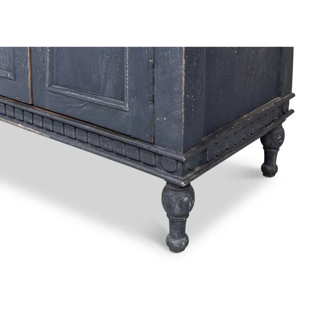 Blue French Provincial Directoire Style Chateau Credenza For Sale - Image 8 of 11