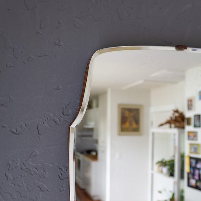 Large Art Deco Frameless Bevelled Arched Shield Mirror For Sale - Image 6 of 17