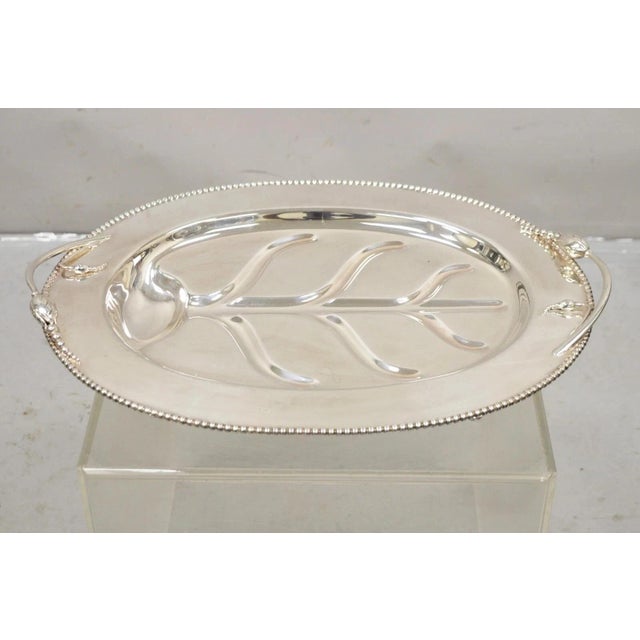 Vintage LBS Co English Art Nouveau Meat Cutlery Silver Plated Serving Platter Tray. Item features unique raised floral...