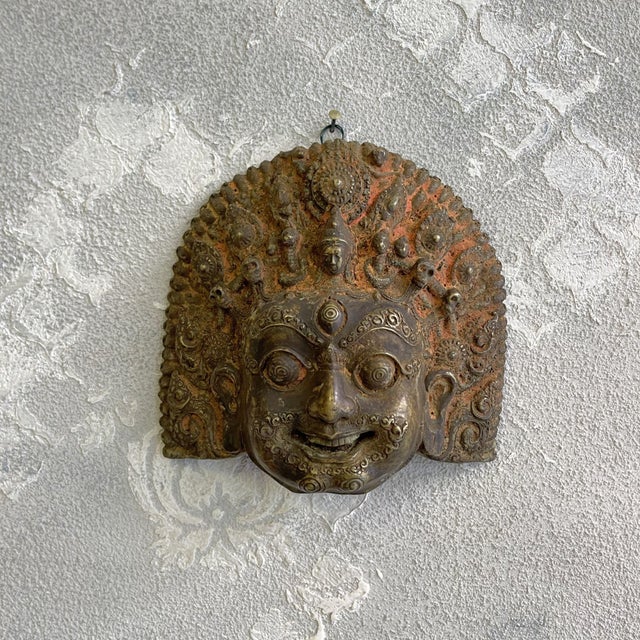 Mahakal Ritual Mask Depicting Bhairara a Deity of Tibetan Buddhism in Bronze, 1800s For Sale - Image 9 of 9