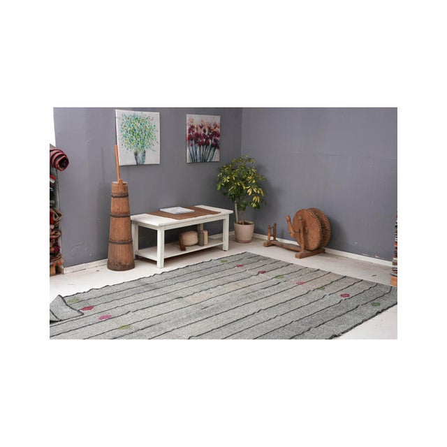 Gray Vintage Turkish Modern Kilim - 6`9″ X 9`8″ For Sale In Los Angeles - Image 6 of 6