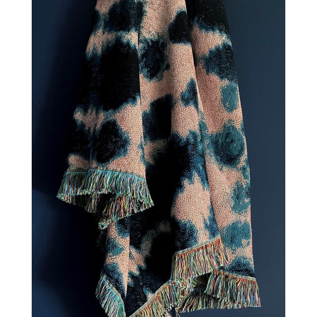 Rousseau Rose Inkblot Abstract Pattern Fringed Throw Blanket For Sale In New York - Image 6 of 7