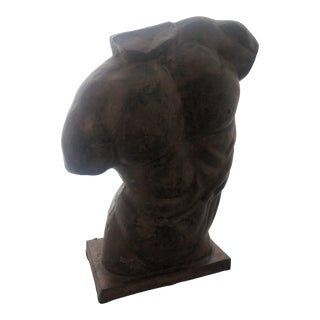 Mid 20th Century Renaissance Cast Iron Torso Sculpture For Sale
