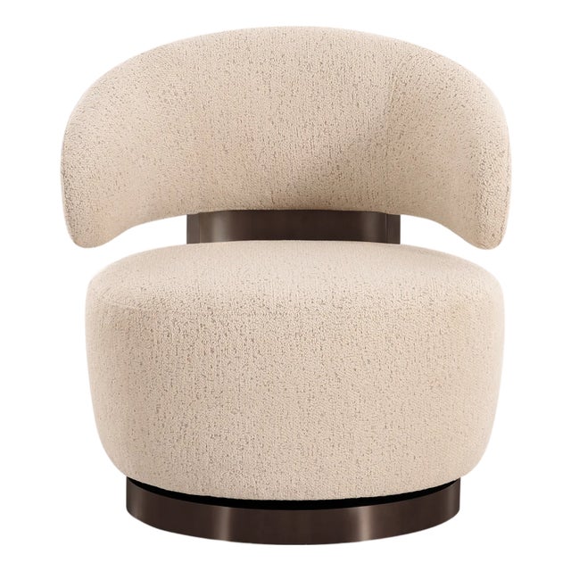 Metal Austin Cream Boucle Swivel Chair For Sale - Image 7 of 7