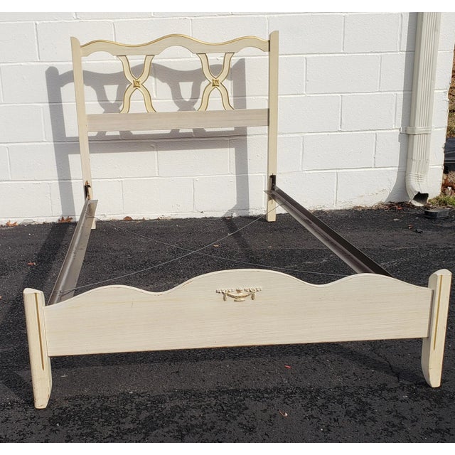 Pair of Mid-Century French Country Twin Size Bedframes and Bedside Chest Set For Sale - Image 4 of 13