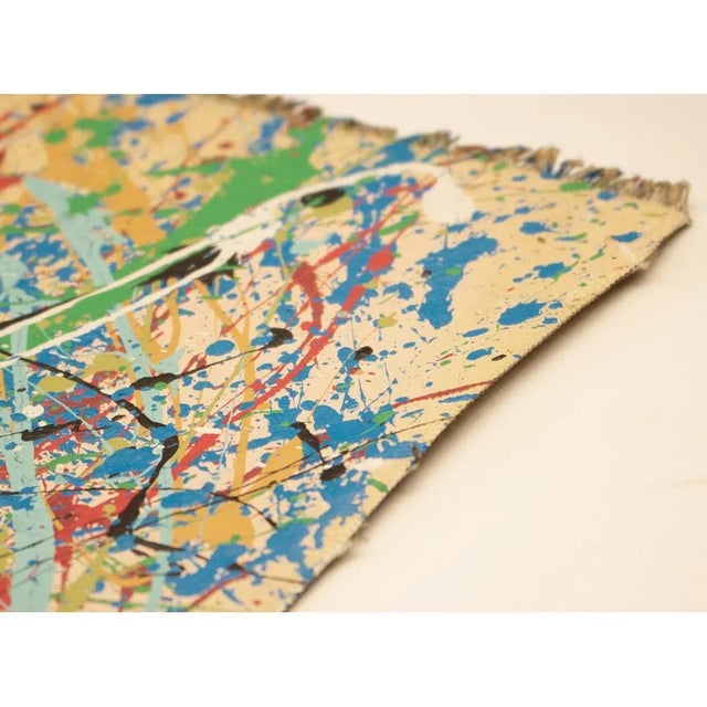 Green XL "Composition" Abstract Expressionist Mixed-Media Drip Painting in the Style of Jackson Pollock For Sale - Image 8 of 13