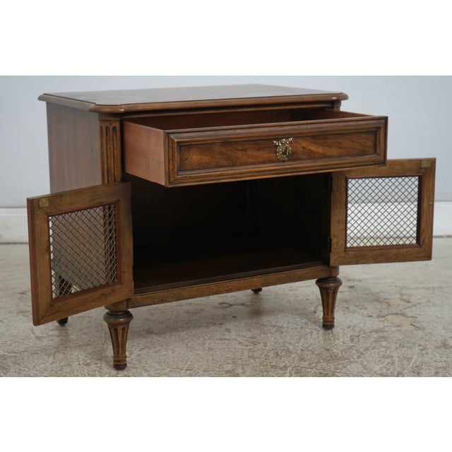 Henredon Pair of Henredon Walnut French Style Nightstands For Sale - Image 4 of 18