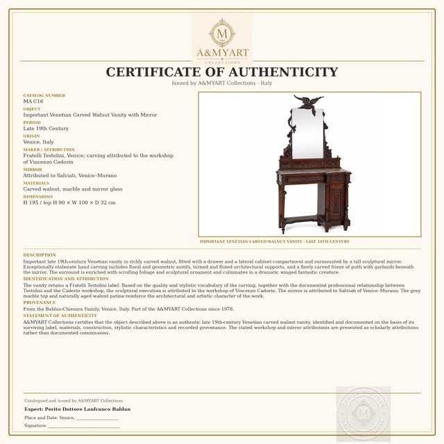 19th Century Art Nouveau Venetian Console & Mirror from Testolini e Salviati For Sale - Image 10 of 18
