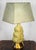 1950s Mid-Century Atomic Green & Gold Ribbon Candy Table Lamp W/ Fiberglass Shade For Sale - Image 5 of 13