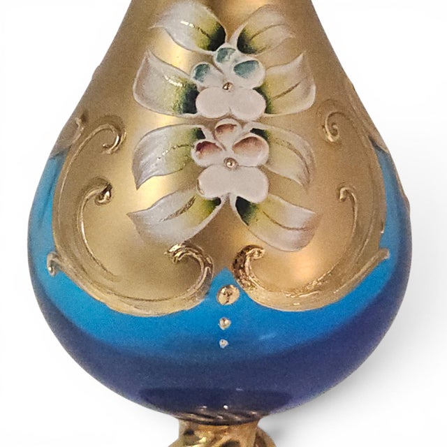 Glass Mid-Century Venetian Hand-Blown Art Glass Cabinet Vase With Tre Fuochi Enamel 6" For Sale - Image 7 of 10