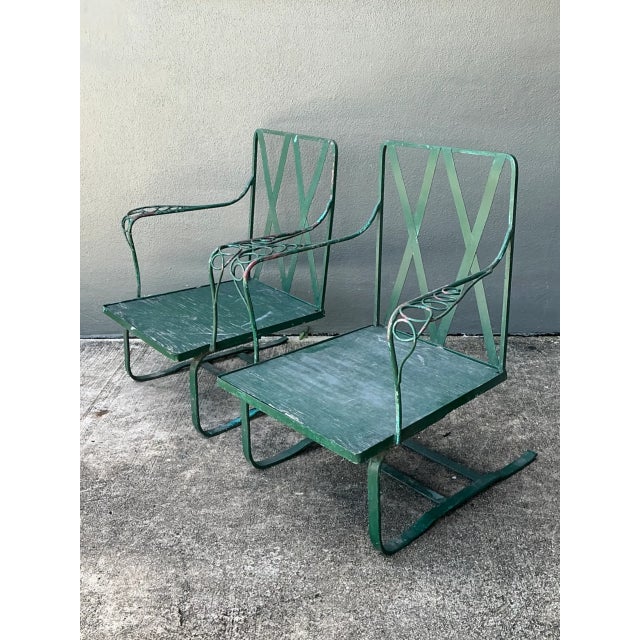 Mid 20th Century Vintage Sculptural Iron Springer Lounge Chairs - A Pair For Sale - Image 5 of 16