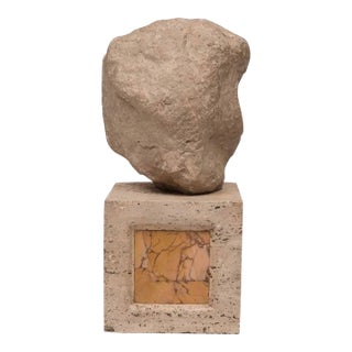 Maria Dompe, Gentleman, Marble and Travertine Conceptual Sculpture For Sale
