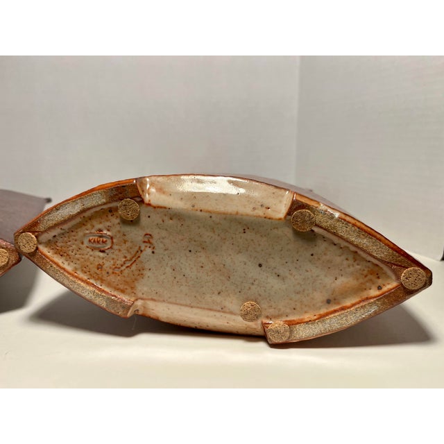 1990s Set of Two Vintage Bruno Kark California Studio Pottery Stoneware Vases Signed For Sale - Image 5 of 9