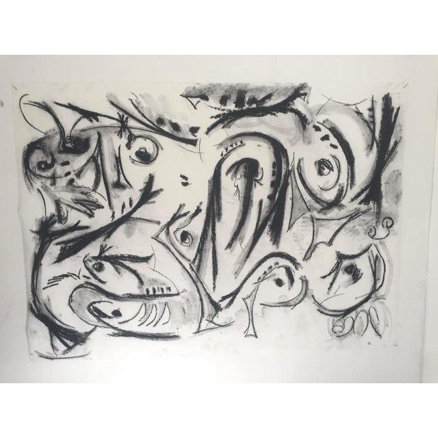 "Deja Vu" Over-Sized Original Black & White Abstract Drawing For Sale