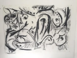 "Deja Vu" Over-Sized Original Black & White Abstract Drawing
