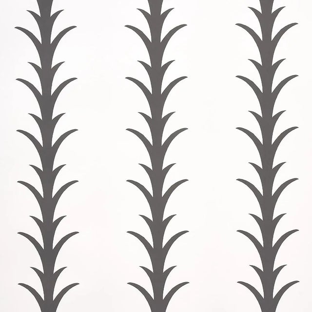 SAMPLE - Schumacher x Celerie Kemble Acanthus Stripe Wallpaper In Carbon On Ivory For Sale