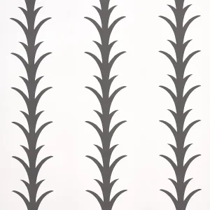 SAMPLE - Schumacher x Celerie Kemble Acanthus Stripe Wallpaper In Carbon On Ivory