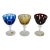 Vintage Czech Miser Coloured Crystal Cut to Clear 3 Stem Glasses, Czech For Sale