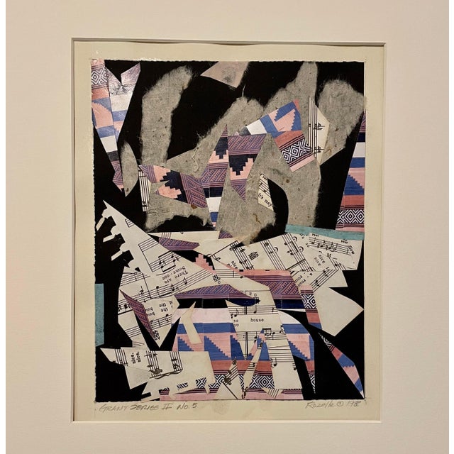 Abstract John Rozelle, Grant Series Torn Paper Collage Painting African American Artist John Rozelle, 1988 For Sale - Image 3 of 5