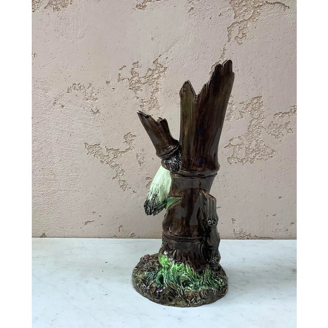 Ceramic 1890 Delphin Massier Majolica Stork Vase For Sale - Image 7 of 10