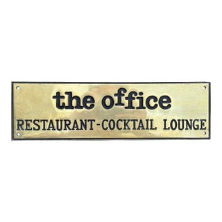 The Office - Mid 20th Century Solid Brass Retail Sign For Sale