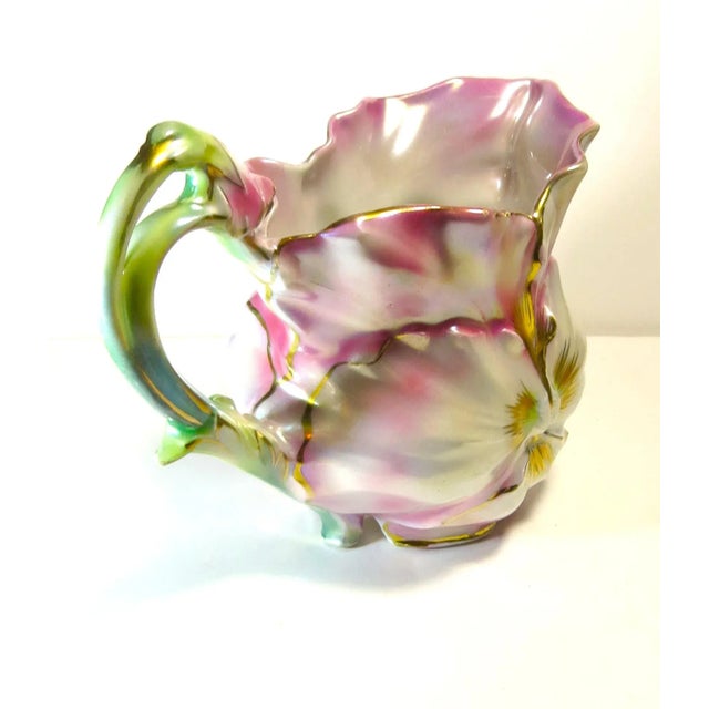 English Vintage Royal Bayreuth Pansy Creamer Figural Porcelain Creamer, Bavaria For Sale - Image 3 of 6