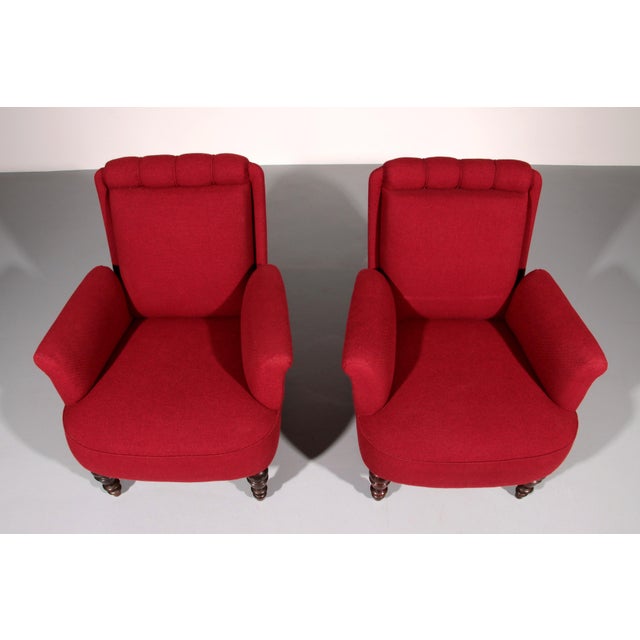 Swedish Victorian Burgundy Fabric Chairs, 1950, Set of 2 For Sale - Image 3 of 13