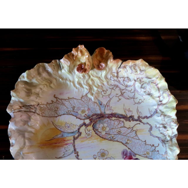 Extraordinary Large 19th Century Porcelain Heart Shaped Wall Hanging or Centerpiece, Hand-Painted - By G. W. Turner, Tunstall, England For Sale In Miami - Image 6 of 11