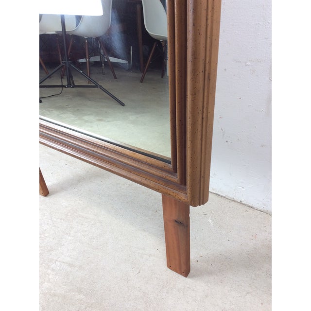 Mid Century Modern Mountable Mirror With Wooden Details at Top For Sale - Image 11 of 18
