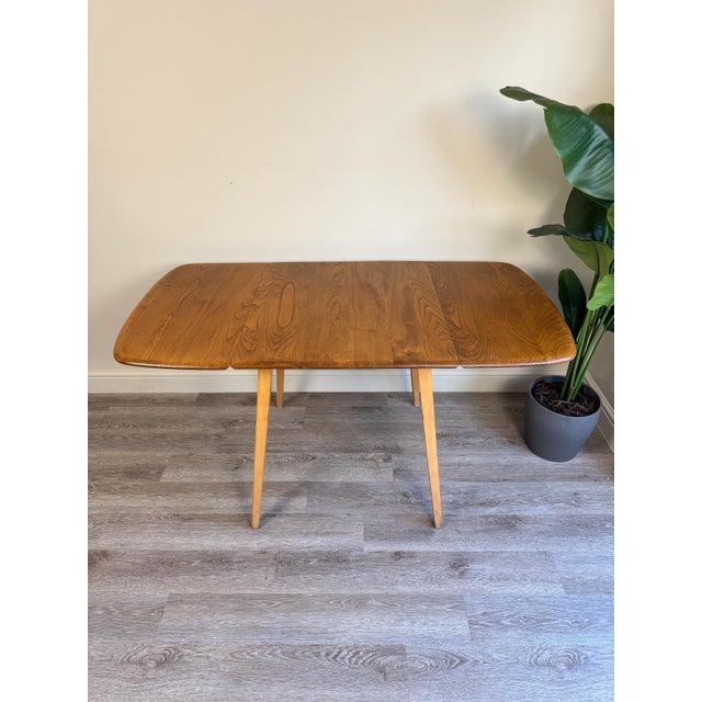 Wood Rectangular Drop Leaf Extending Dining Table in Elm from Ercol, 1950s For Sale - Image 7 of 15