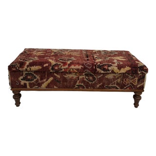 Contemporary Handmade Upholstered Lift Top Storage Bench Made from Vintage Turkish Rug For Sale