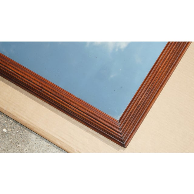 Glass Large Antique English Victorian Wall-Mounted Mirror with Bevelled Hardwood Frame For Sale - Image 7 of 16