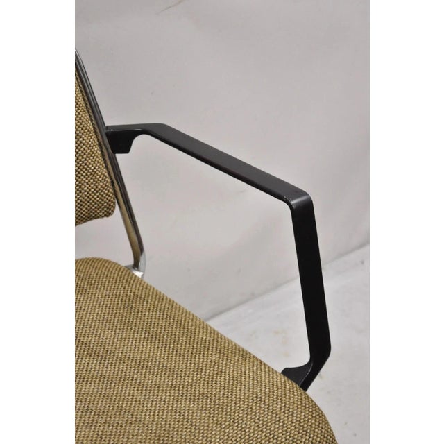 Vintage Sculpted Chrome Frame Post Mid Century Modern Office Arm Chair For Sale - Image 9 of 12