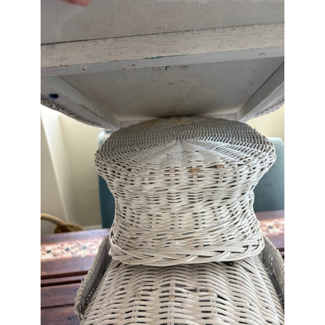 Vintage Whitewashed Wicker Elephant Garden Stools or Side Tables – a Pair A whimsical and sculptural pair of vintage white...