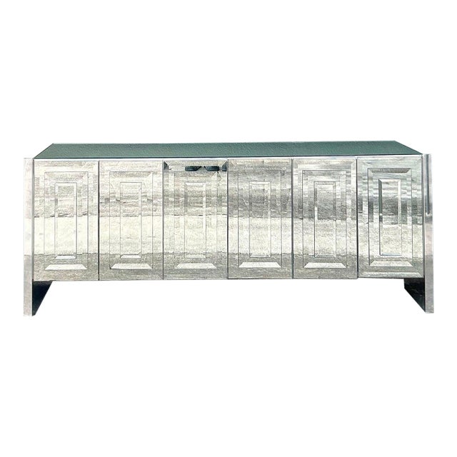 Vintage Boho Ello Six Door Stack Mirror Credenza For Sale