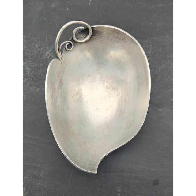 Silver 1950s Danish Silver-Plated Leaf Shaped Trinket Dish For Sale - Image 8 of 10