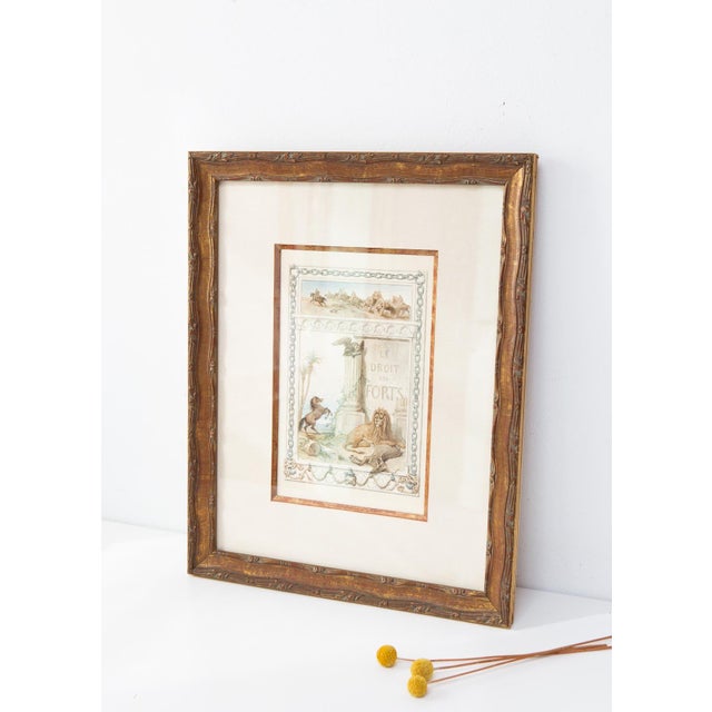 François Fortuné Ferogio, Le Droit des Forts, 1800s, Watercolor, Framed For Sale - Image 4 of 12