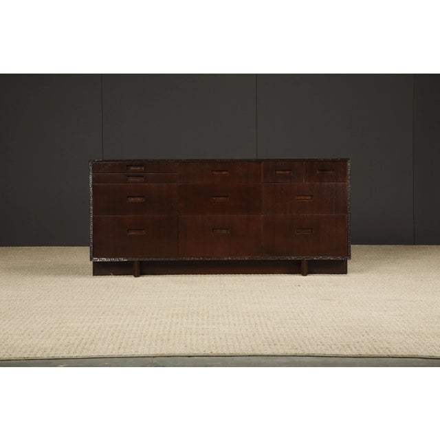 This refinished Honduran Mahogany 'Taliesin' dresser / sideboard was designed by Frank Lloyd Wright for Heritage-Henredon...