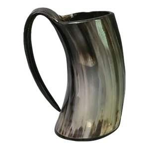 Vintage Drinking Horn Mug Beer Stein Tumbler Viking Drinking Cup With Handle Artist Signed