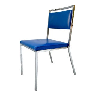 Vintage Bright Blue and Steel Modern Side Chair For Sale