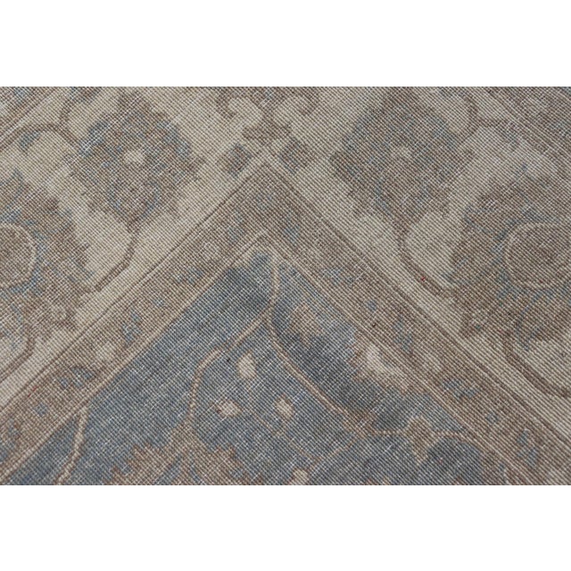 Modern Oushak by Keivan Woven Arts With Floral Design on Green-Blue Field For Sale - Image 12 of 12