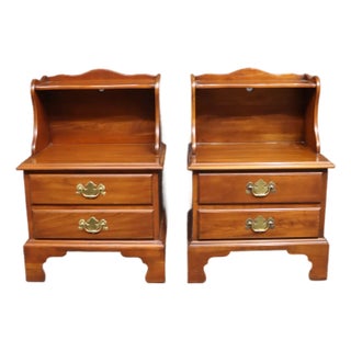 1980s Pair of Henkel Harris Wild Black Cherry Nightstands For Sale