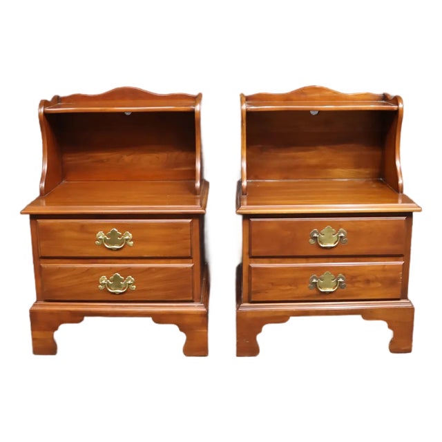 1980s Pair of Henkel Harris Wild Black Cherry Nightstands For Sale