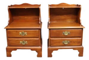 1980s Pair of Henkel Harris Wild Black Cherry Nightstands