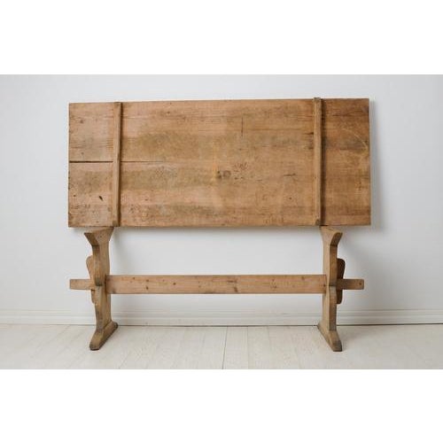 Large Swedish Rustic Country Trestle Dining Table For Sale - Image 9 of 17