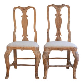 Pair of Swedish Rococo Chairs with Traces of Original Paint, Circa 1770 For Sale
